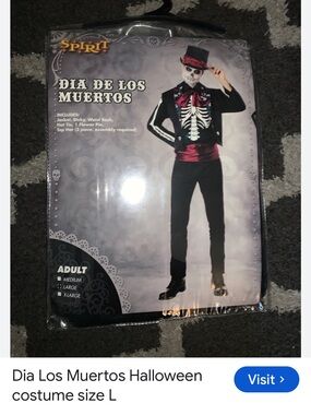 #3021**Spirit Dia de Los Muertos Skeleton Jacket Costume - Black & Red